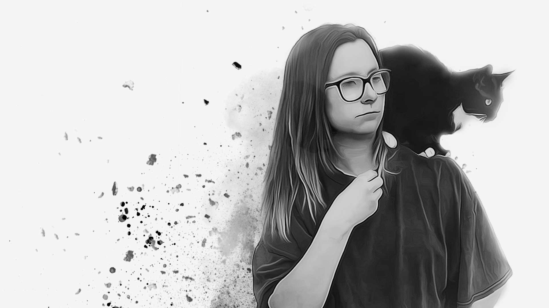 Agnieszka Kyquemberg photo avec son chat noir Griffou